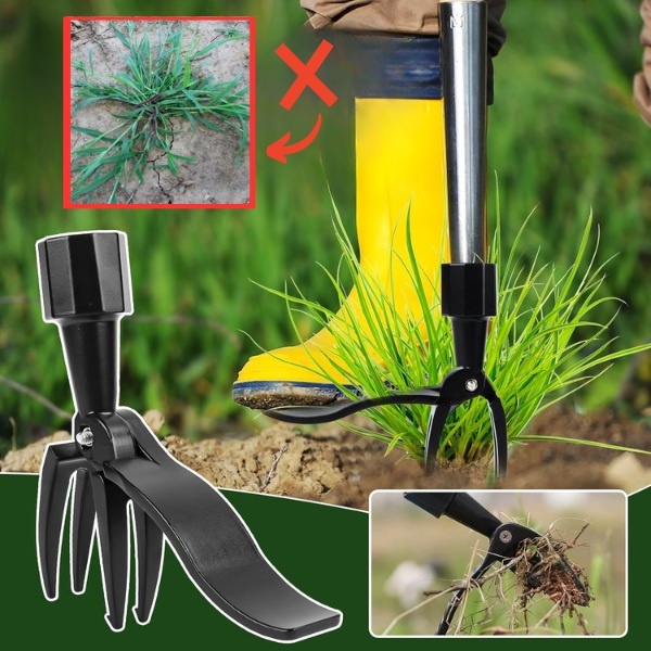 Arrancador de malas hierbas con 4 garras – aluminio, sin agacharse, sin productos químicos | ROOTNIK